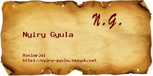 Nyiry Gyula névjegykártya